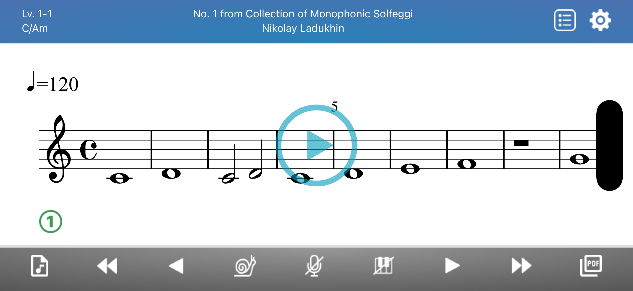 Singalong Solfege Player Screen